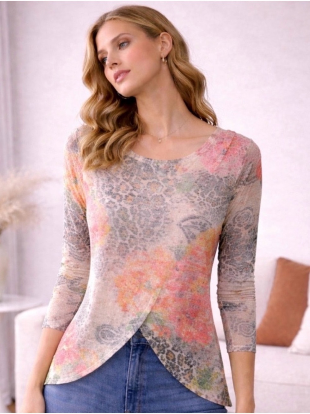 Sioni Abstract Layered Knit Top – Size Small | Soft Lightweight Chic - Picture 1 of 4